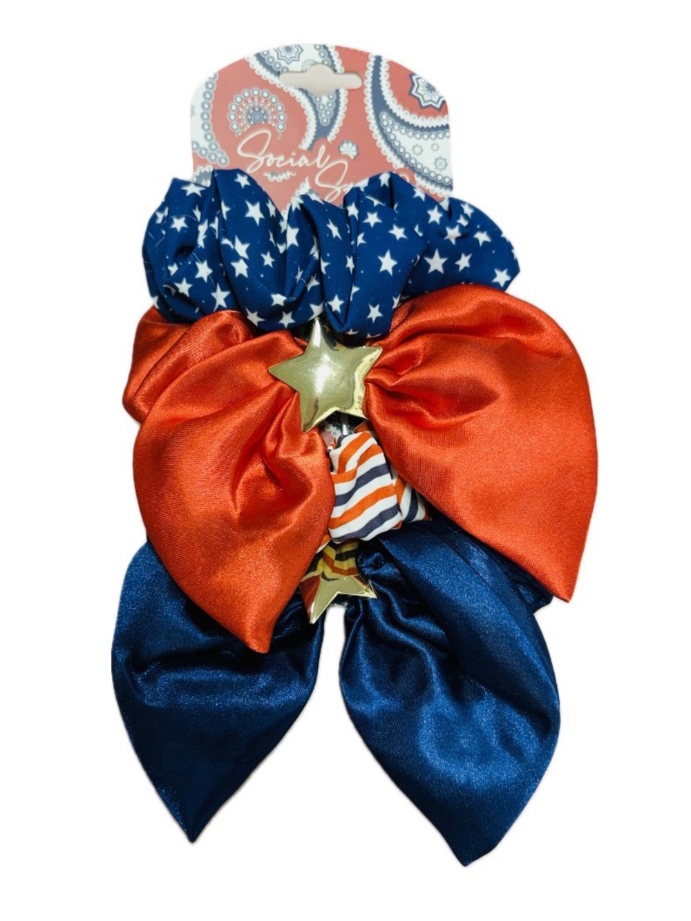 NWT ⚜️💙♥️⚜️ Social Strand Patriotic Scrunchies Hair Ties Set of 4